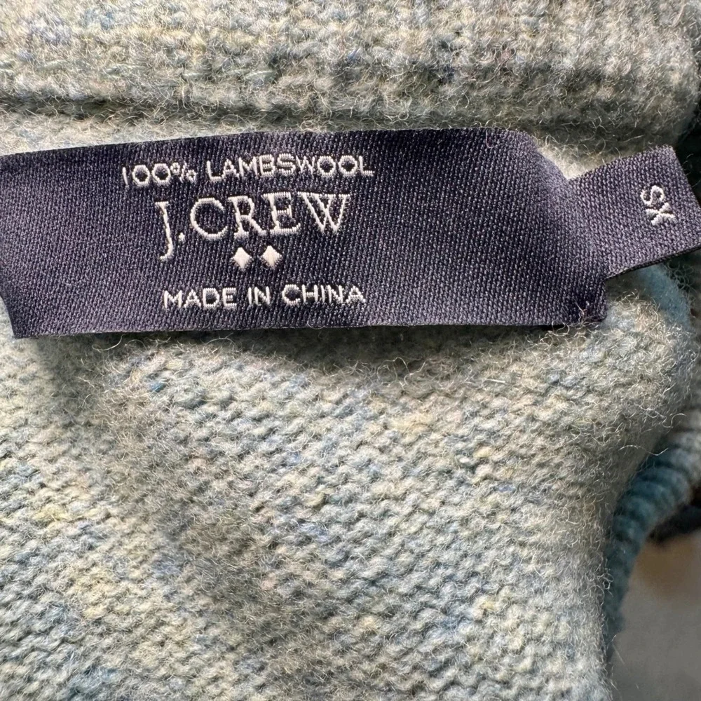 J. Crew Women's‎ XS Lambswool Crew Neck Sweater, Blue Green Knit Pullover